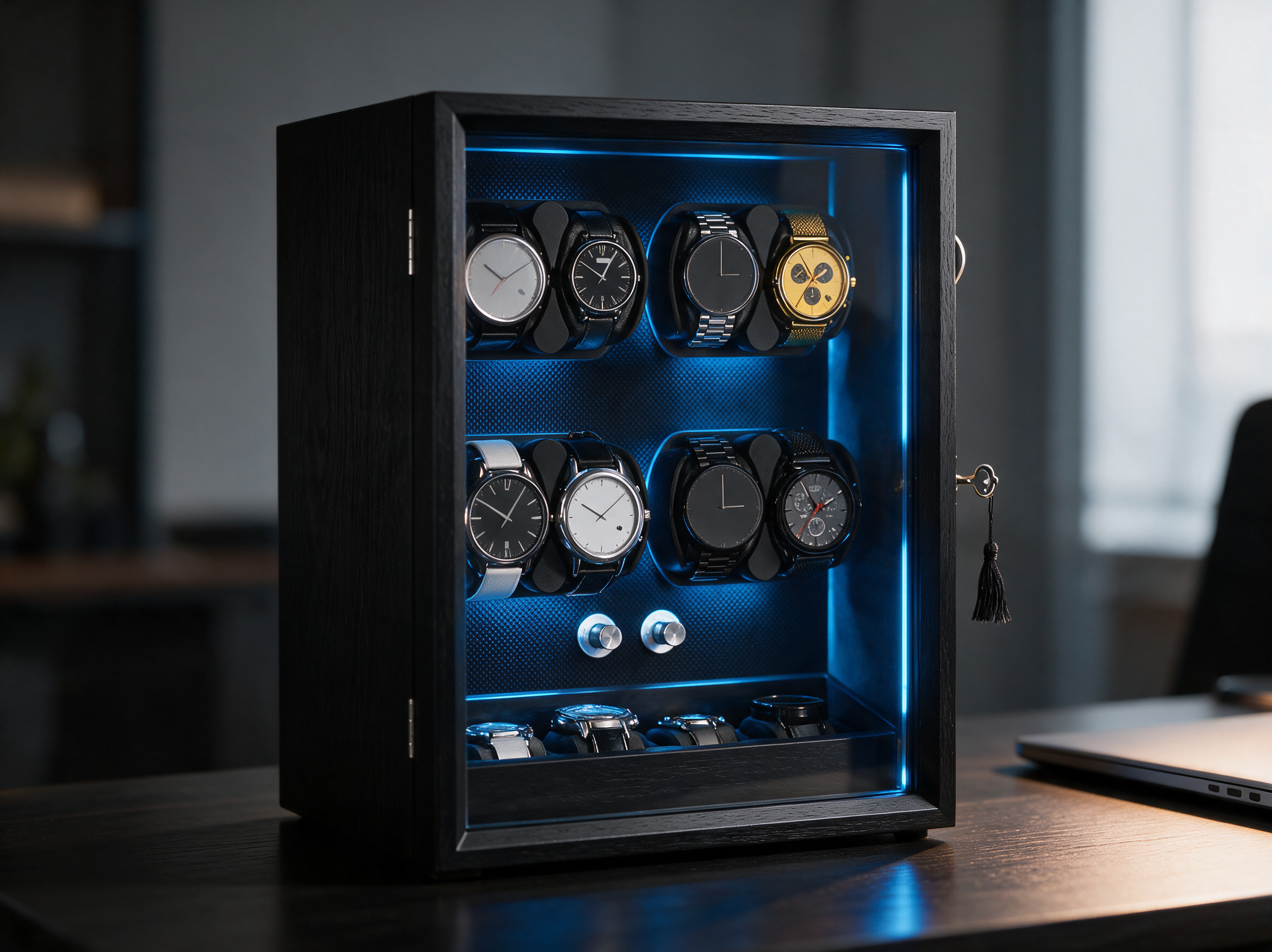 Kaldris automatic watch winder on office desk
