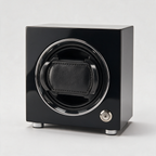 Faelan single watch winder, Shadow Black finish, three-quarter view