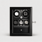 Castellan handmade wood watch winder cabinet, front view