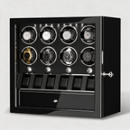 Mervane 8-winder watch cabinet with jewellery drawer, three-quarter view