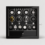 Mervane 8-winder watch cabinet with jewellery drawer, front view