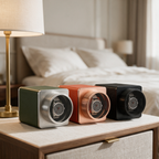 Corvane travel watch winder on a bedside table