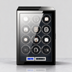 Ombric 12-slot carbon-fibre watch winder cabinet, front view