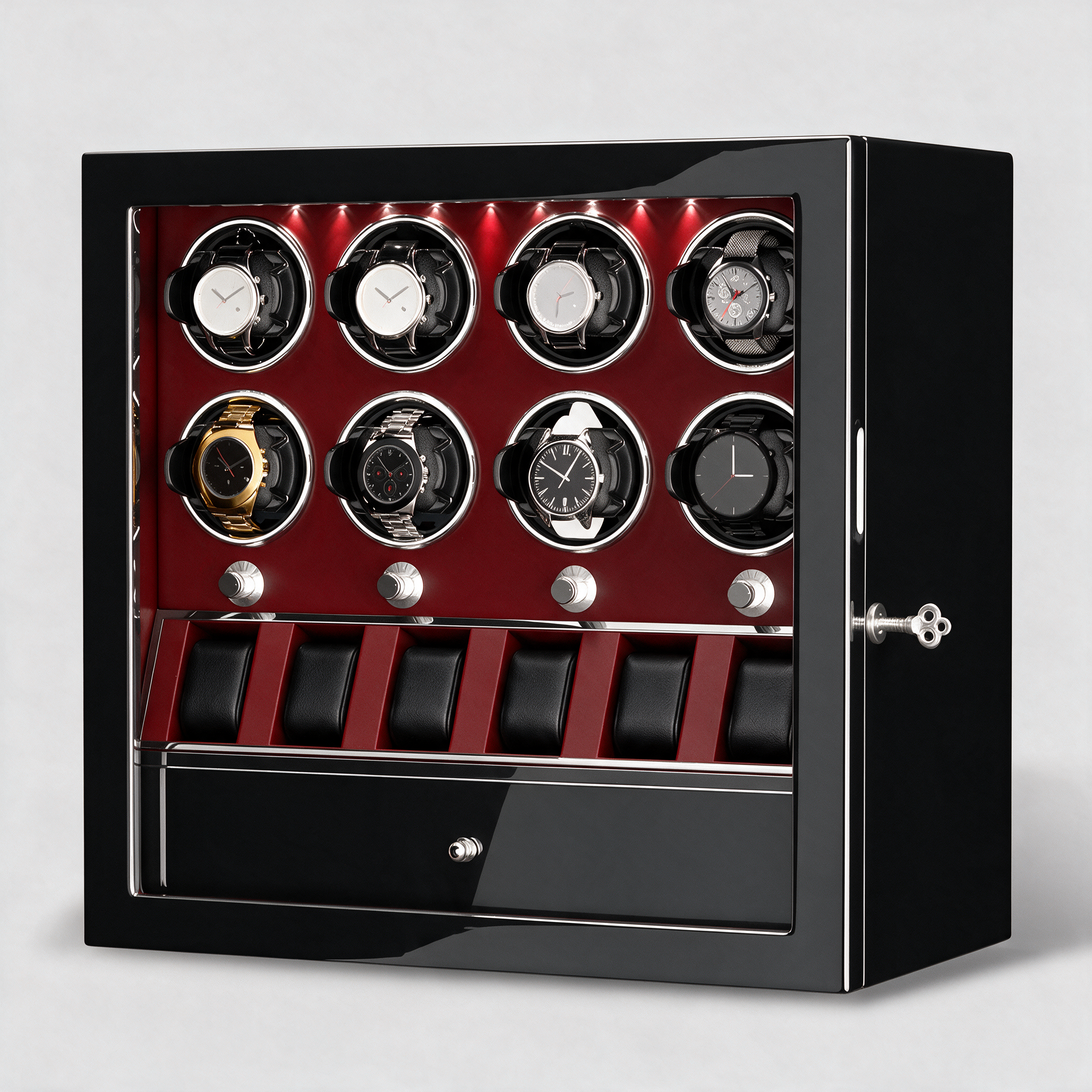 Mervane 8-winder watch cabinet - Red interior