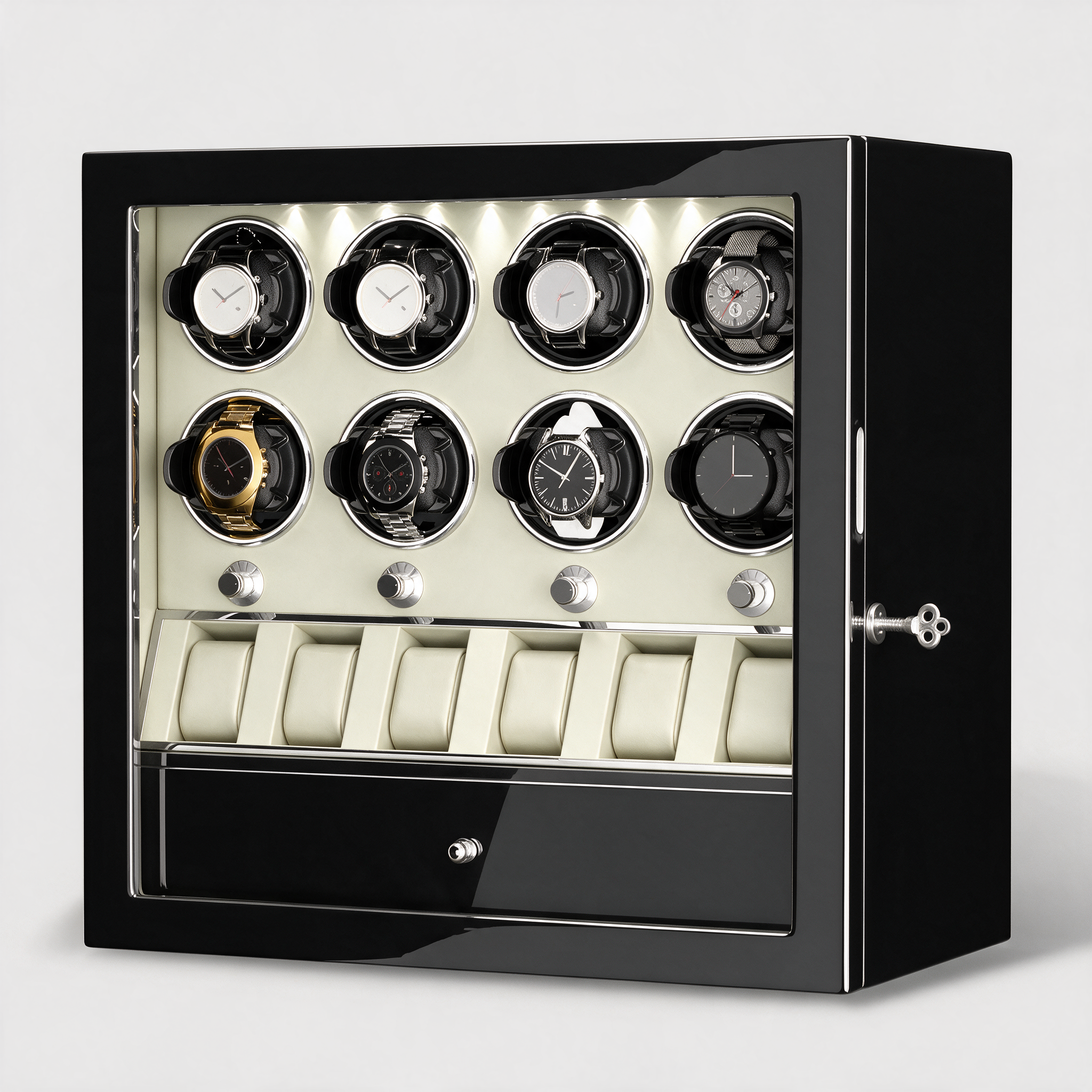 Mervane 8-winder watch cabinet - White interior