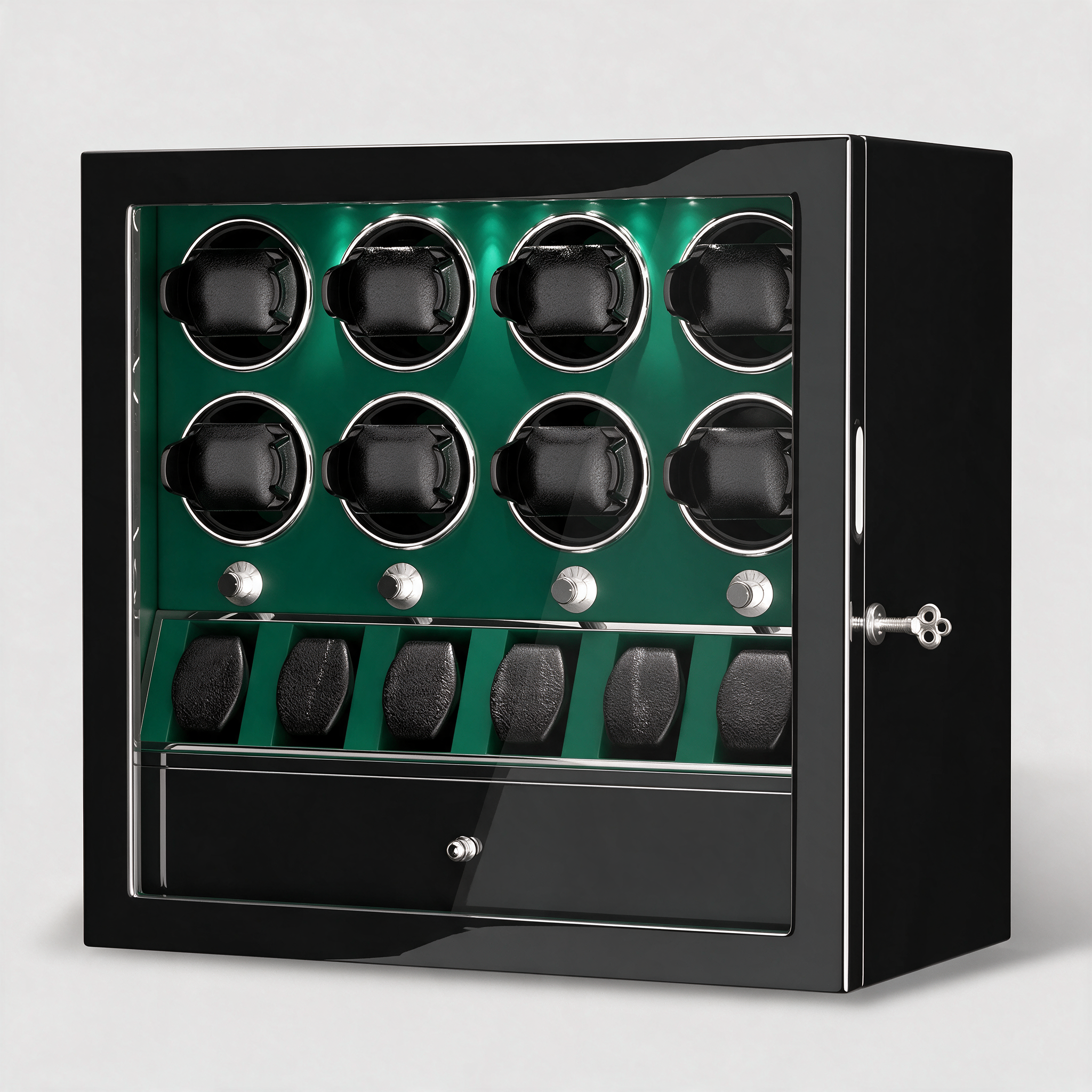 Mervane 8-winder watch cabinet - Green interior